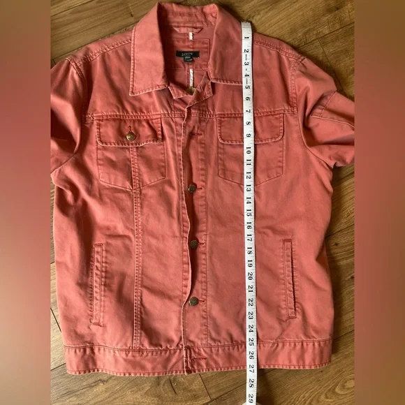 J.Crew Classic Denim Jacket Coral- Size Large - Picture 10 of 11